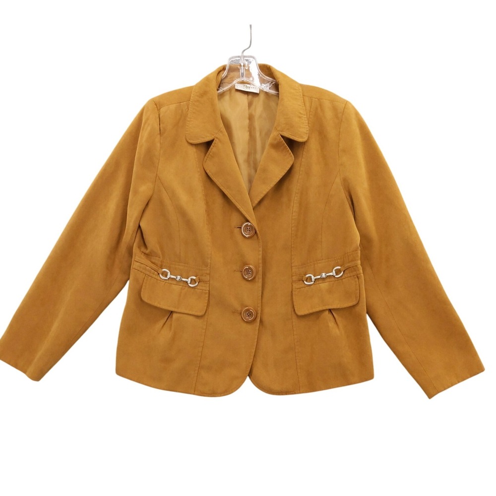 Studio Works Womens Blazer Jacket Size 10 Sueded Finish Horse‎ Bit Details